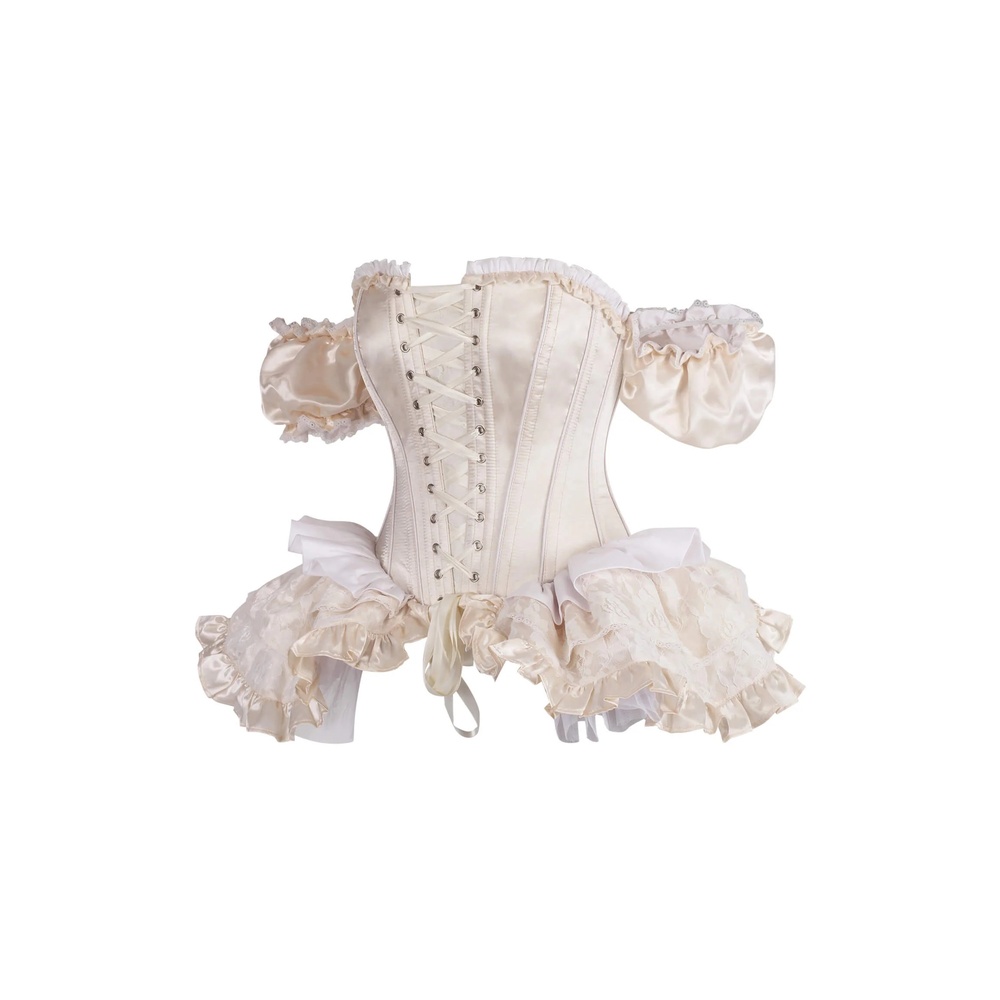 Attitude Corsets - Evalie Cinderella Rococo Overbust korset - Ivoorkleurig